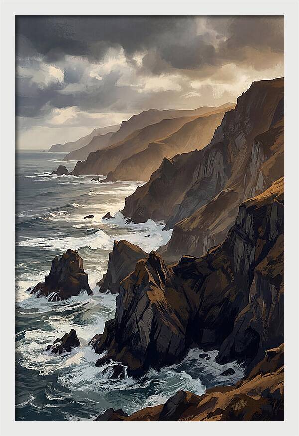 Steep Coastline Carved By Waves