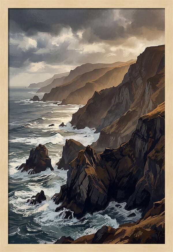 Steep Coastline Carved By Waves