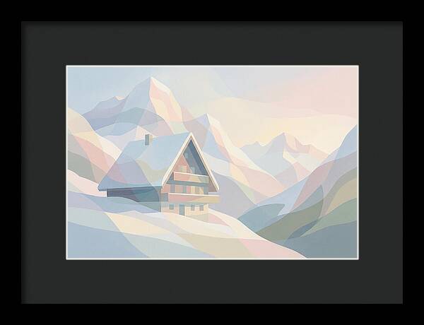 Steep Roofed Chalet Against Snowy Peaks