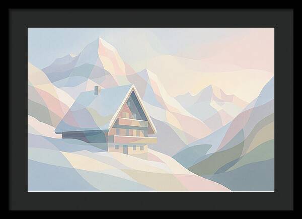 Steep Roofed Chalet Against Snowy Peaks