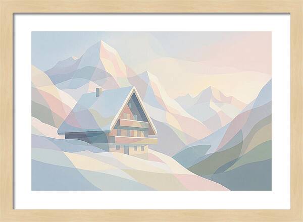 Steep Roofed Chalet Against Snowy Peaks