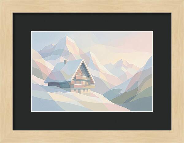 Steep Roofed Chalet Against Snowy Peaks