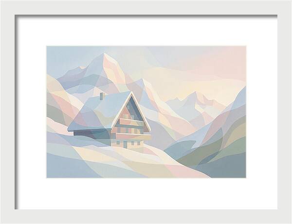 Steep Roofed Chalet Against Snowy Peaks