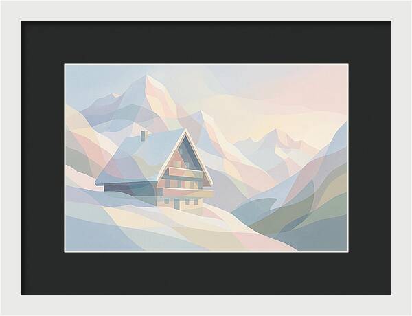 Steep Roofed Chalet Against Snowy Peaks