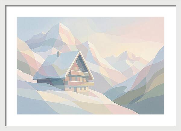 Steep Roofed Chalet Against Snowy Peaks