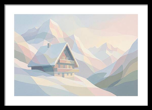 Steep Roofed Chalet Against Snowy Peaks