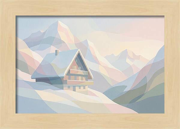 Steep Roofed Chalet Against Snowy Peaks