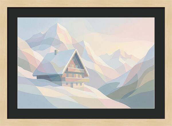 Steep Roofed Chalet Against Snowy Peaks
