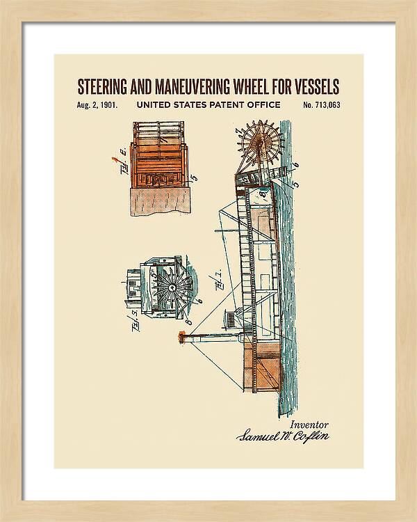 Steering And Maneuvering Wheel For Vessels Retro Patent Us713063a