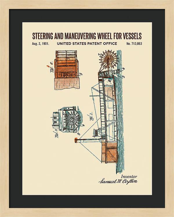 Steering And Maneuvering Wheel For Vessels Retro Patent Us713063a