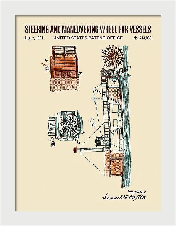 Steering And Maneuvering Wheel For Vessels Retro Patent Us713063a