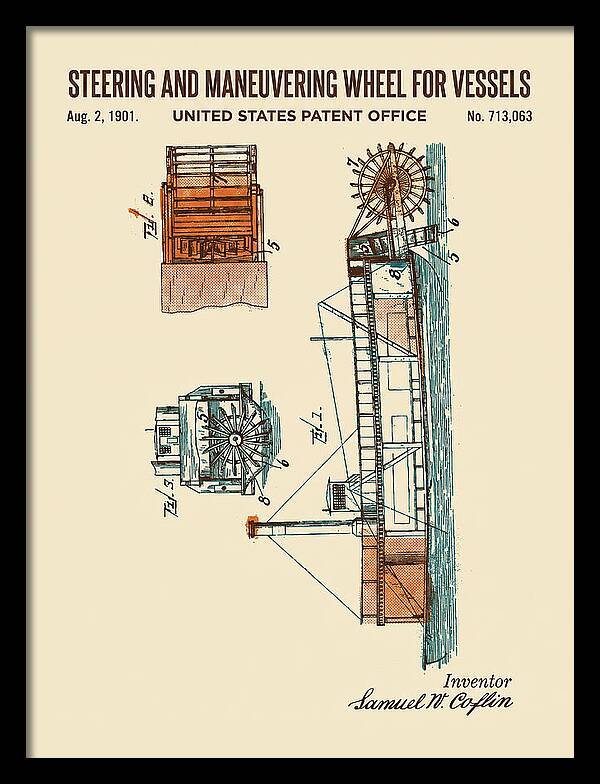 Steering And Maneuvering Wheel For Vessels Retro Patent Us713063a