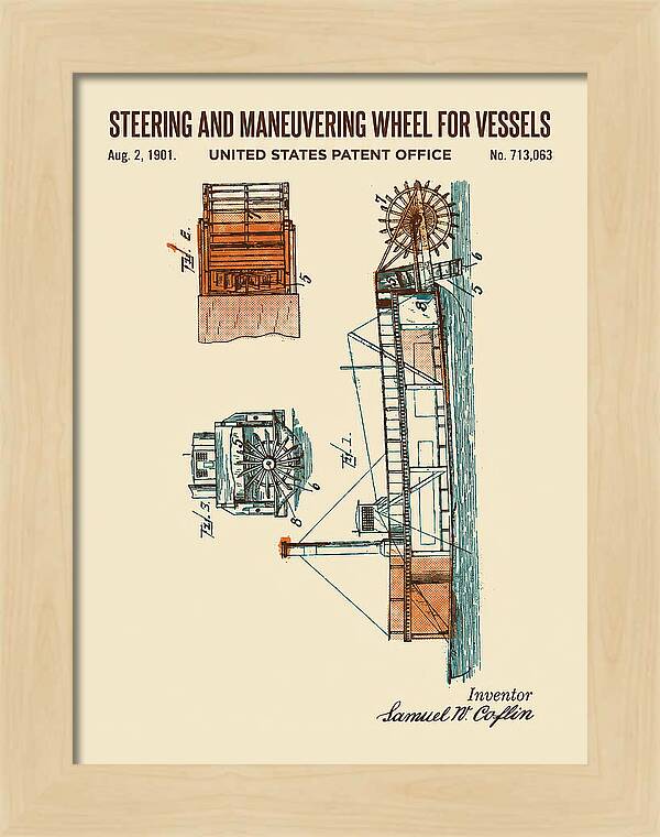 Steering And Maneuvering Wheel For Vessels Retro Patent Us713063a