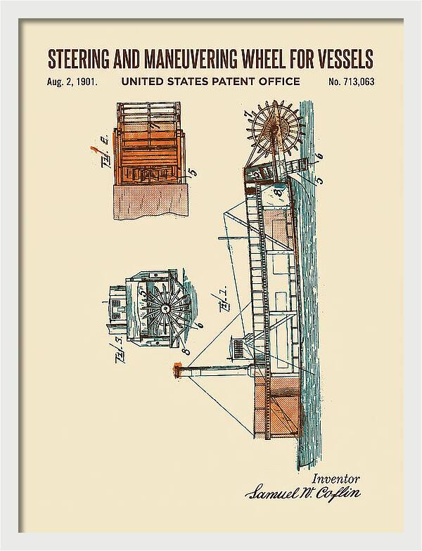 Steering And Maneuvering Wheel For Vessels Retro Patent Us713063a