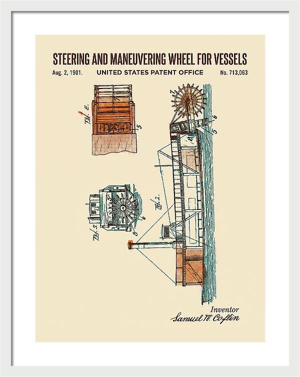 Steering And Maneuvering Wheel For Vessels Retro Patent Us713063a