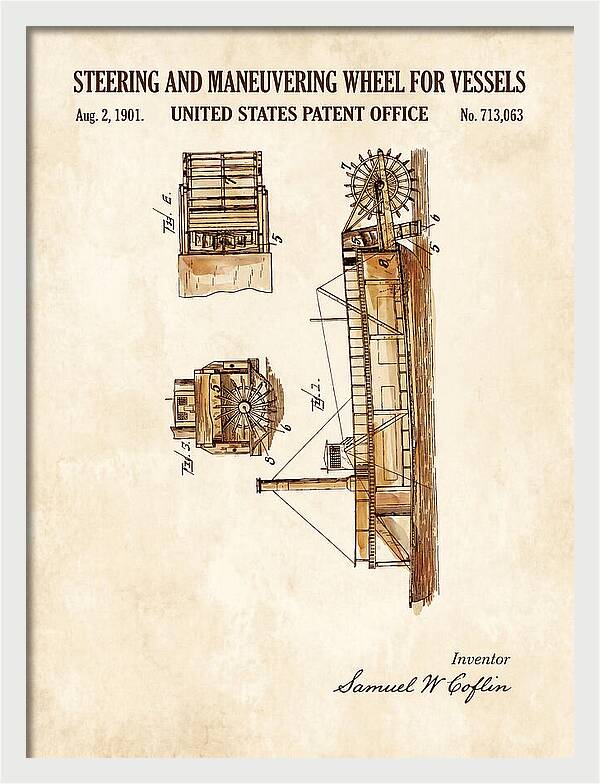 Steering And Maneuvering Wheel For Vessels Watercolor Patent Us713063a