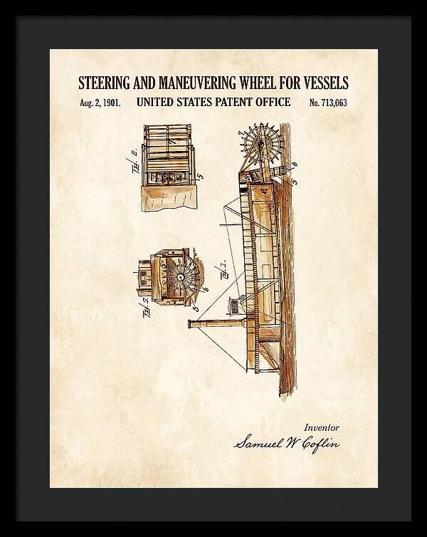 Steering And Maneuvering Wheel For Vessels Watercolor Patent Us713063a