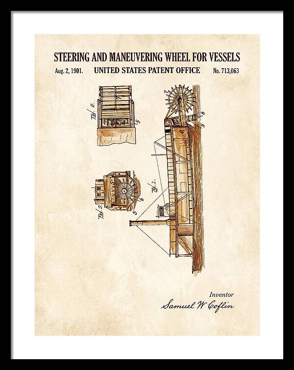 Steering And Maneuvering Wheel For Vessels Watercolor Patent Us713063a