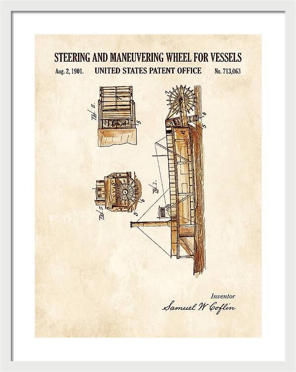Steering And Maneuvering Wheel For Vessels Watercolor Patent Us713063a