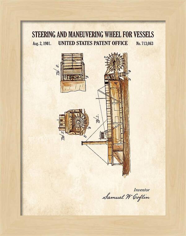 Steering And Maneuvering Wheel For Vessels Watercolor Patent Us713063a