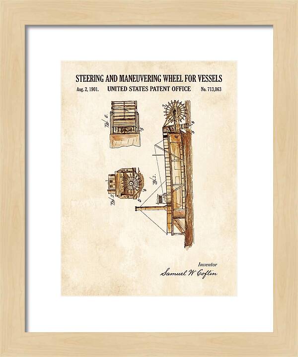 Steering And Maneuvering Wheel For Vessels Watercolor Patent Us713063a