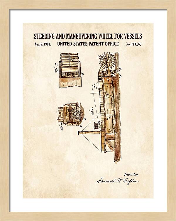 Steering And Maneuvering Wheel For Vessels Watercolor Patent Us713063a