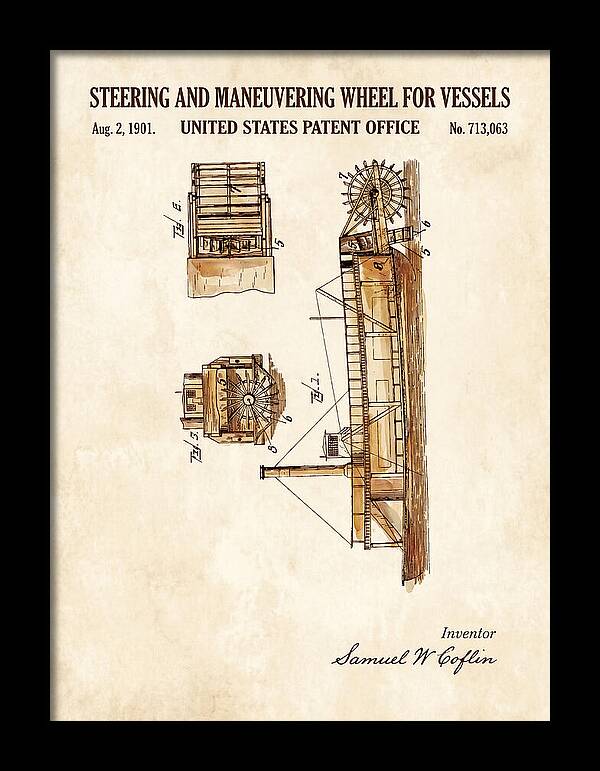 Steering And Maneuvering Wheel For Vessels Watercolor Patent Us713063a