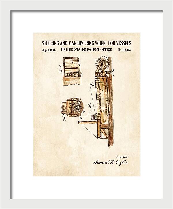 Steering And Maneuvering Wheel For Vessels Watercolor Patent Us713063a