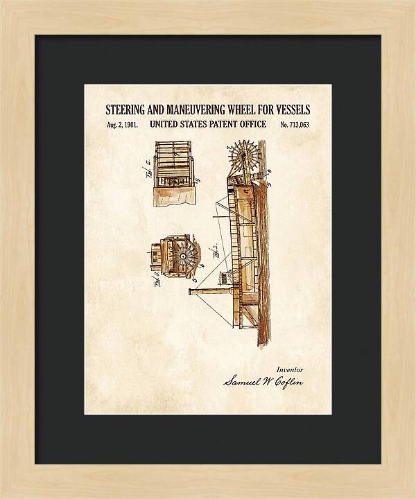 Steering And Maneuvering Wheel For Vessels Watercolor Patent Us713063a