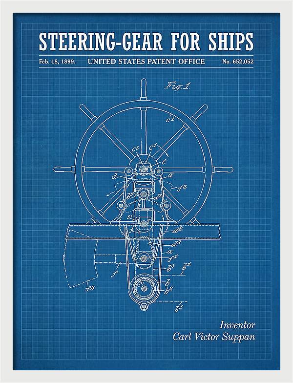Steering Gear For Ships Blueprint Patent Us652052