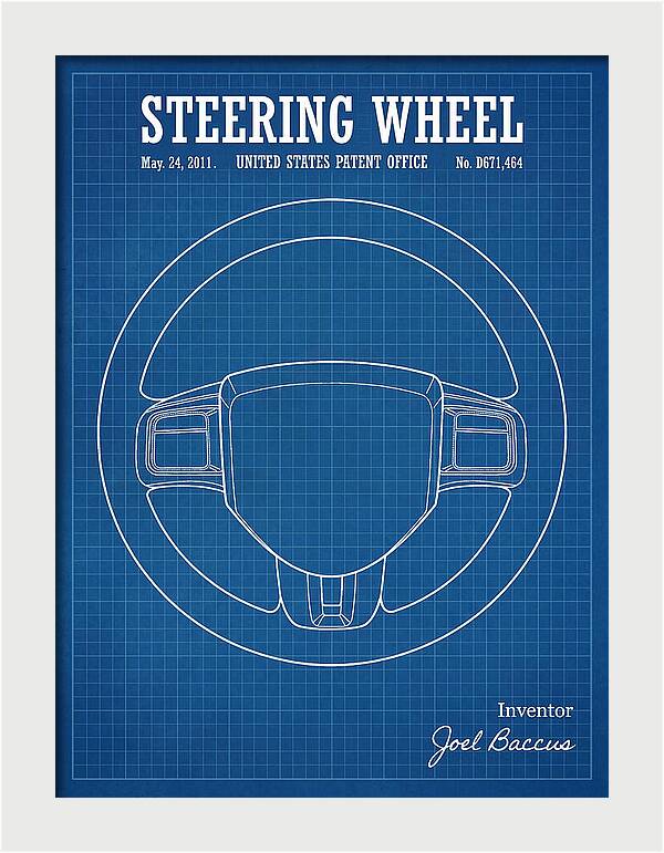 Steering Wheel Blueprint Patent Usd671464s1