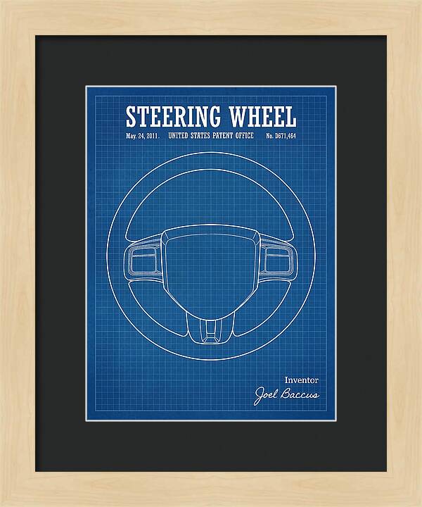 Steering Wheel Blueprint Patent Usd671464s1