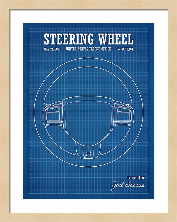 Steering Wheel Blueprint Patent Usd671464s1