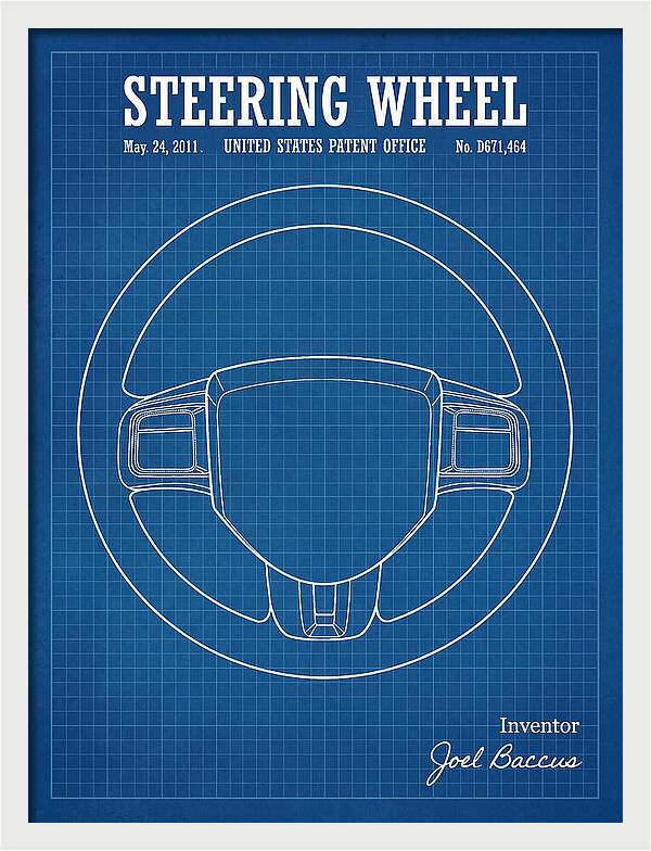 Steering Wheel Blueprint Patent Usd671464s1