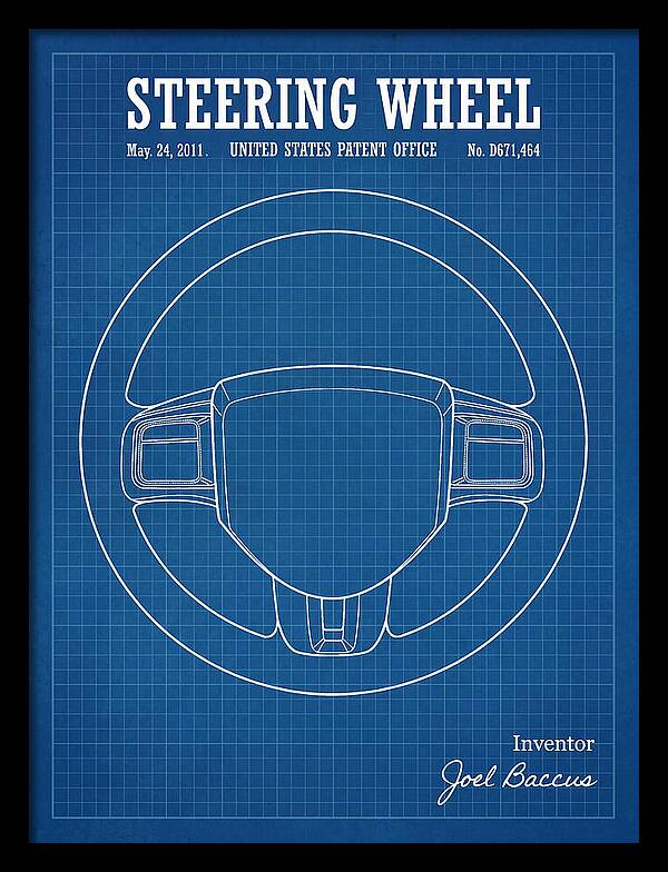 Steering Wheel Blueprint Patent Usd671464s1