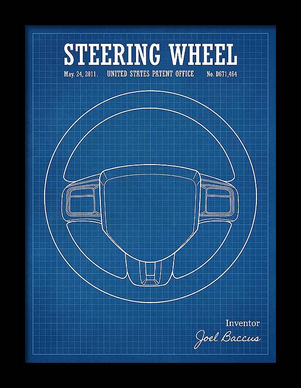 Steering Wheel Blueprint Patent Usd671464s1