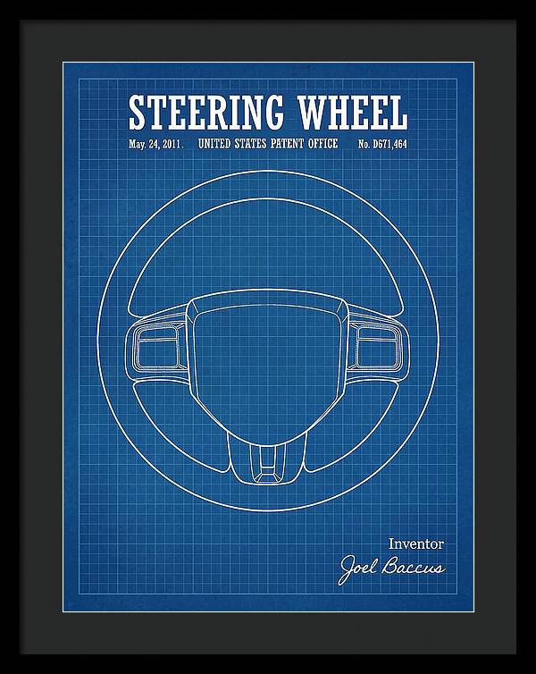 Steering Wheel Blueprint Patent Usd671464s1
