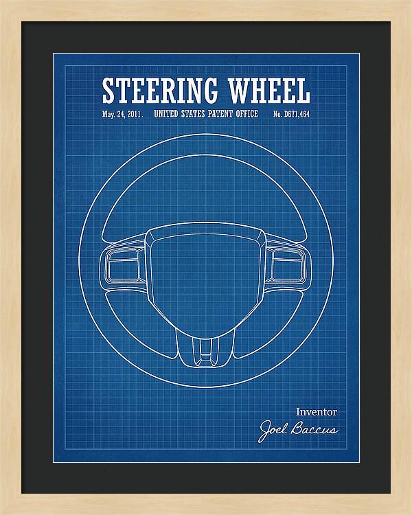 Steering Wheel Blueprint Patent Usd671464s1