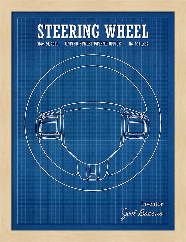 Steering Wheel Blueprint Patent Usd671464s1