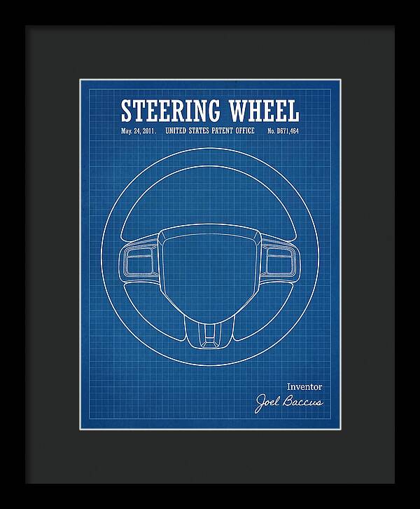 Steering Wheel Blueprint Patent Usd671464s1