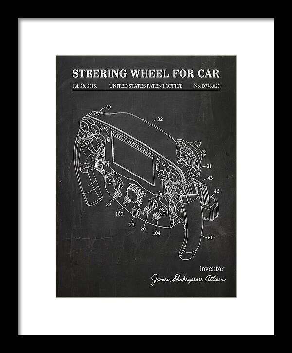 Steering Wheel For Car Formula 1 Racing Wheel Chalkboard Patent Usd776023s1