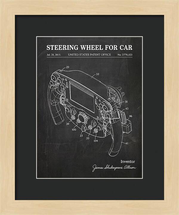 Steering Wheel For Car Formula 1 Racing Wheel Chalkboard Patent Usd776023s1