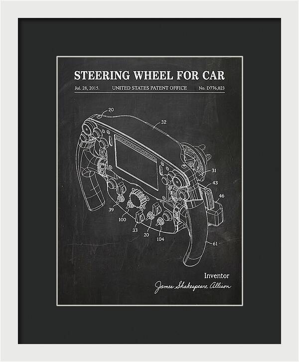 Steering Wheel For Car Formula 1 Racing Wheel Chalkboard Patent Usd776023s1