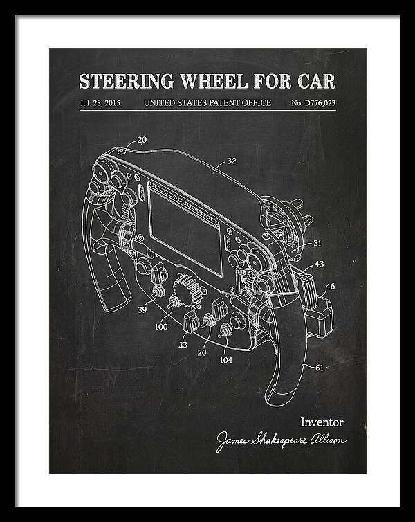 Steering Wheel For Car Formula 1 Racing Wheel Chalkboard Patent Usd776023s1