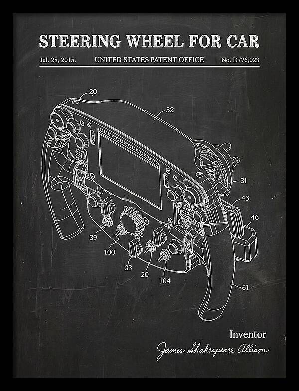 Steering Wheel For Car Formula 1 Racing Wheel Chalkboard Patent Usd776023s1