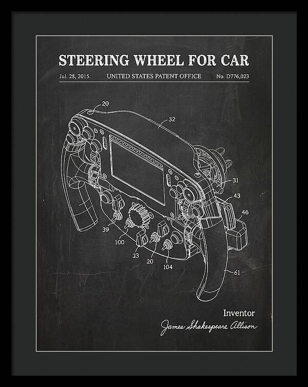 Steering Wheel For Car Formula 1 Racing Wheel Chalkboard Patent Usd776023s1
