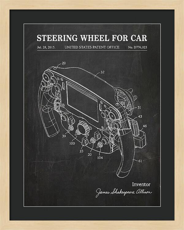 Steering Wheel For Car Formula 1 Racing Wheel Chalkboard Patent Usd776023s1