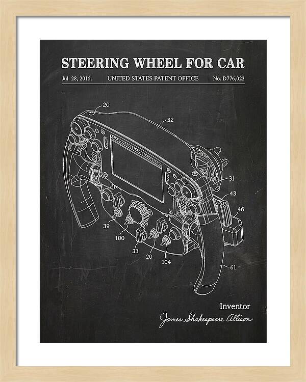 Steering Wheel For Car Formula 1 Racing Wheel Chalkboard Patent Usd776023s1