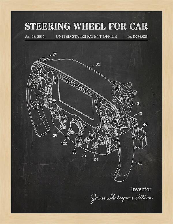 Steering Wheel For Car Formula 1 Racing Wheel Chalkboard Patent Usd776023s1