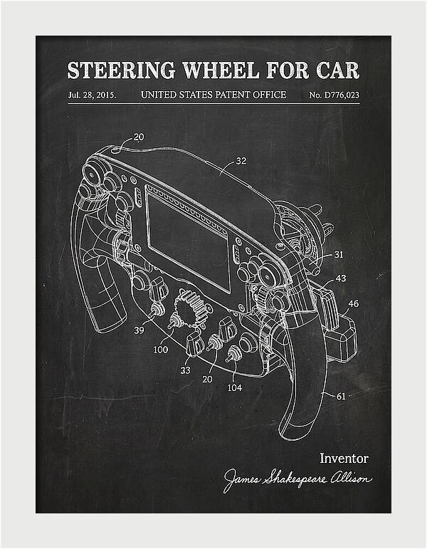 Steering Wheel For Car Formula 1 Racing Wheel Chalkboard Patent Usd776023s1